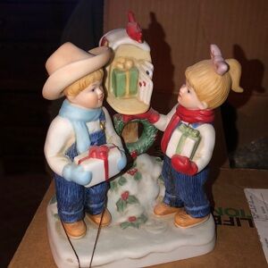 Home Interiors Festive Figurine with Red and Blue Accents